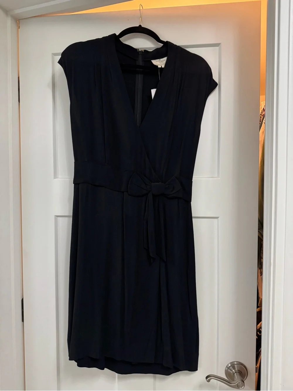 kate spade Black Cap-Sleeve Wrap Dress